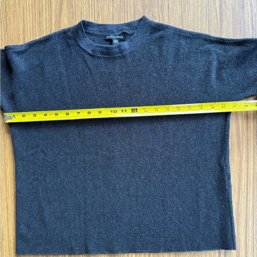 Eileen Fisher 100% Fine Merino Wool Boxy Sweater Dark Gray XXS - Picture 5 of 6